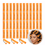 NOGIS 40pcs Perm Rods Set for Natural Hair Plastic Cold Wave Rod Non-Slip Hair Rollers 0.87 Inch Orange Perm Rods for Long Short Hair Curling Rods Hair Perms for Women DIY Hairdressing Tools