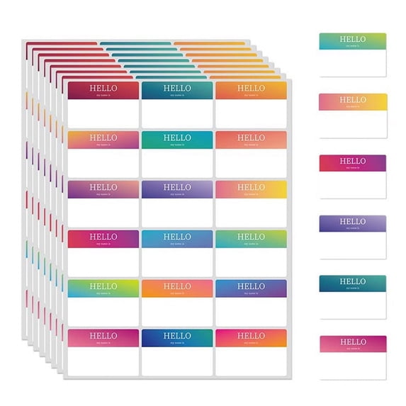 NOGIS 450 PCS Name Tags, 18 Colors (3"x2") Peel and Paste Name Tag Labels "Hello My Name is" Colorful Name Badge Labels for School, Office, Conferences, Family and Themed Party