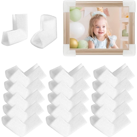 NOGIS 48 PCS Photo Mirror TV Frame Edge Protection Corners, Packing Foam Corner Protectors for Shipping Moving, Foam Packing Supplies for Fragile Artwork, Furniture Corner Table Edge Guard