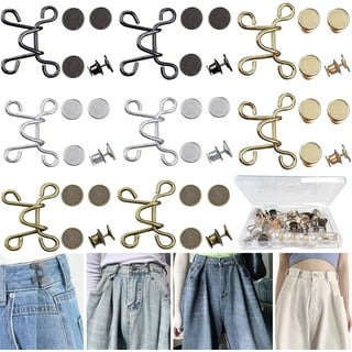 Nogis Bear Button Pins for Jean,Jean Buttons for Loose Jeans,No Sew Button Extenders for Jeans,Easy to Instant Reduce Too Loose Pants Waist,2 Sets (