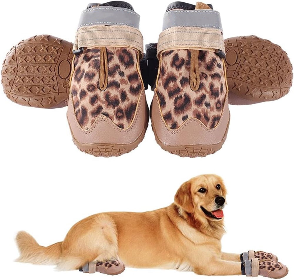 NOGIS 4PCS Dog Boots Shoes for Large Dog, Paw Protector Boots with NonSlip Rubber Sole and Anti