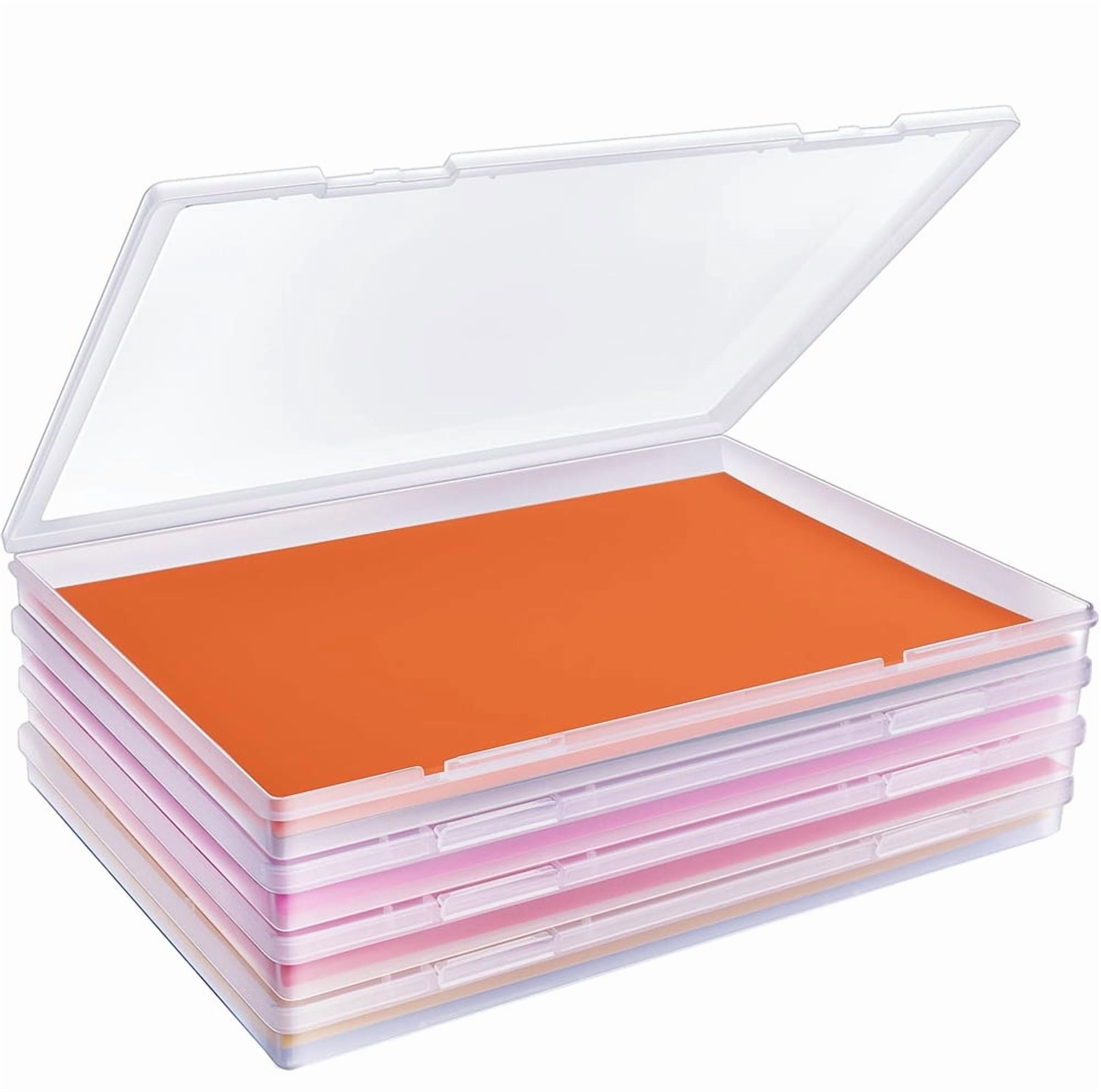 NOGIS 4Pcs 12.04x8.81x0.9 Inch Photo Storage Box, Plastic Photo Organizers and Storage with Colored Labels, Photo Boxes Storage for Pictures, Scrapbook,Cards, Pens, Scissors