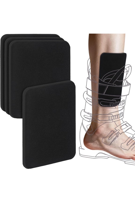 4Pcs 6x5 Inch Snowboard Shin Pads-Thinkened Foam Ski Shin Guards-Cuttable Ski Shin Protector Pad for Ski Boot Liner Snowboard Sports Padded Shin Bang Protection