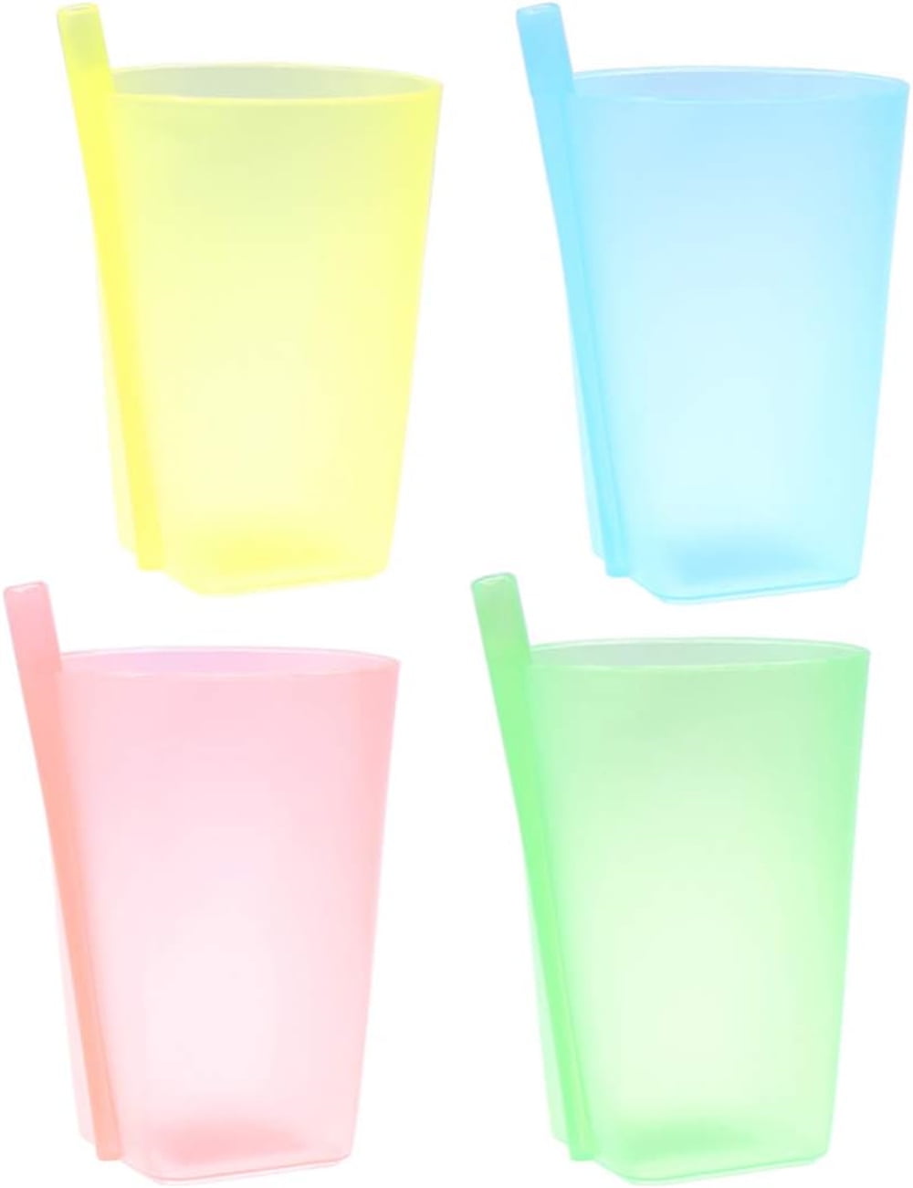 NOGIS 4Pcs Cup with Built in Straw Plastic Water Sippy Cups Containers