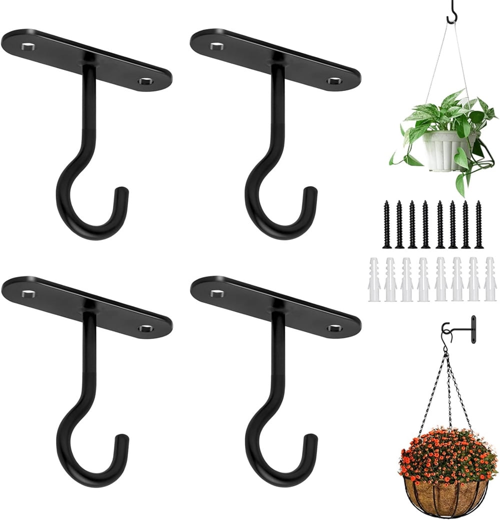 NOGIS 4pcs Ceiling Hooks for Hanging Plants 2.5inch Wall Mount Plant Hanger, Wall Plant Hook for