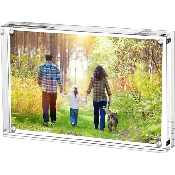 NOGIS 4x6 Picture Frame, Picture Frames 4x6, Magnetic Acrylic Picture Frame Clear Picture Frame Double Sided Clear Frameless Photo Frame with Magnetic Transparent Desktop Floating Display