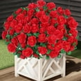 thumbnail image 1 of NOGIS 5 Bundles Artificial Outdoor Outside Flowers Plants Fake Silk Camellia Flowers UV Resistant Faux Flowers for Front Door Porch Patio Planter Balcony Garden Yard Home Decor (Red), 1 of 4