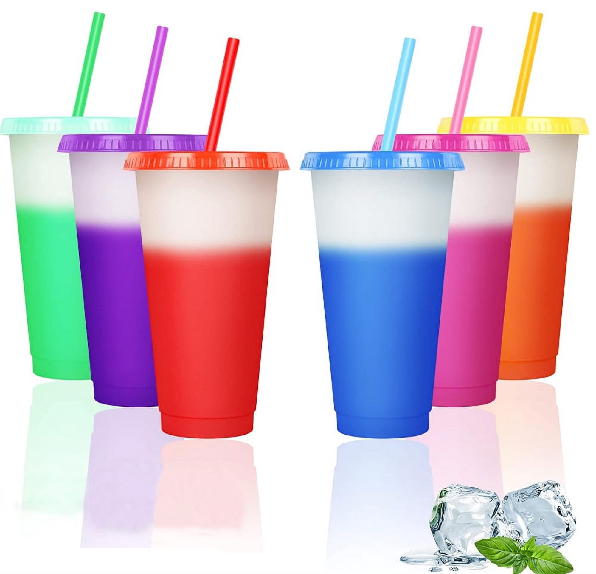 NOGIS 5 Pack 24 oz Color Changing Cups with Straws and Lids for Kids