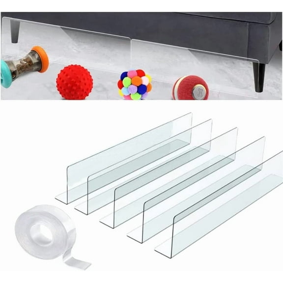 NOGIS 5 Pack Under Bed Blocker for Pets Under Couch blockers Stop Things Going Under Sofa Couch or Bed Plastic Adjustable with Strong Adhesive 4.7'' Height Suit for Hard Surface Floors Only