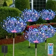 NOGIS 5 Pack Solar Garden Lights, Firework Lights, 8 Lighting Modes with Remote 120 LED Twinkling Waterproof Landscape Outdoor Decor, for Pathway Backyard Walkway Patio(Colorful)