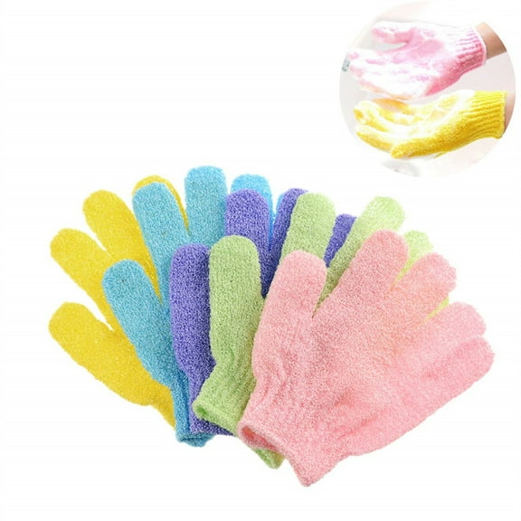 NOGIS 5 Pairs Exfoliating Bath Gloves, Double-Sided Matte Body Cleaning Scrubber with Hang Rope for Shower, Spa, Massage Deep Clean Dead Skin and Improves Blood Circulation