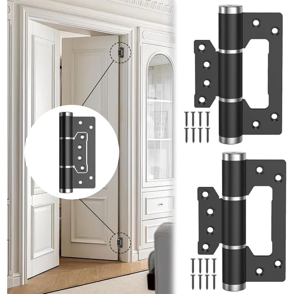 NOGIS 5" Self Closing Door Hinges, Non Mortise Door Hinge, Soft Close Door Hinges with Silent Hydraulic Buffering,175° one-Way Internal Opening, Adjustable Closing Speed and Force (2pcs, Black)