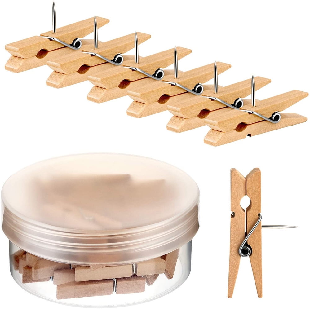 Buy Wood Push Pins,Decorative Thumb Tacks Used On Cork Boards Or Maps, Pack Of 100pcs Wood