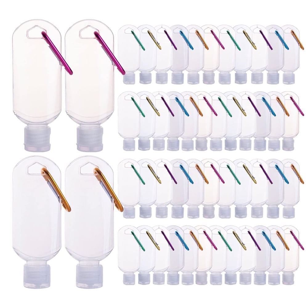 NOGIS 50 Pack Plastic Travel Squeeze Bottles with Keychains, 2 oz Empty Hand Sanitizer Bottles withCap, Portable Liquid Squeeze Containers for Toiletries, Cosmetics - Leak Proof, Refillable