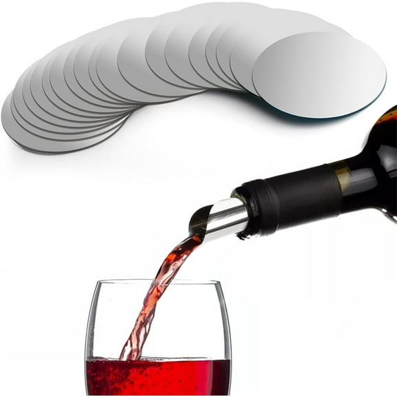 NOGIS 50 Pack Silver Wine Pourer, Thin and Reusable Wine Pouring Disc, Drop Stoping Pour Spout for Home, Bar, Restaurant, Party