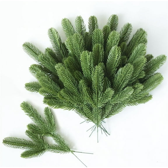 NOGIS 50 Packs Artificial Pine Needles Branches Garland-11.2 Inch Green Plants Pine Needles,Fake Greenery Pine Picks for DIY Garland Wreath Christmas Embellishing and Home Garden Decoration