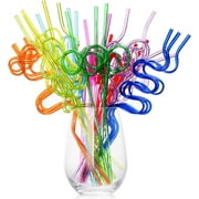 NOGIS 50 Pcs Crazy Straws, Colorful Funny Straws for Kids Reusable Silly Straws for Kids, Great for Parties and Birthday Party