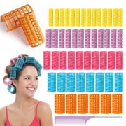 NOGIS 50 قطعة من بكرات الشعر البلاستيكية التقط على بكرات بكرات قبضة ذاتية مع مشط بينتيل من الصلب ، تصفيف الشعر لا بكرو الشعر الحراري ل DIY تصفيف الشعر صالون الشعر ، حلاقة الشعر ، 5 أحجام