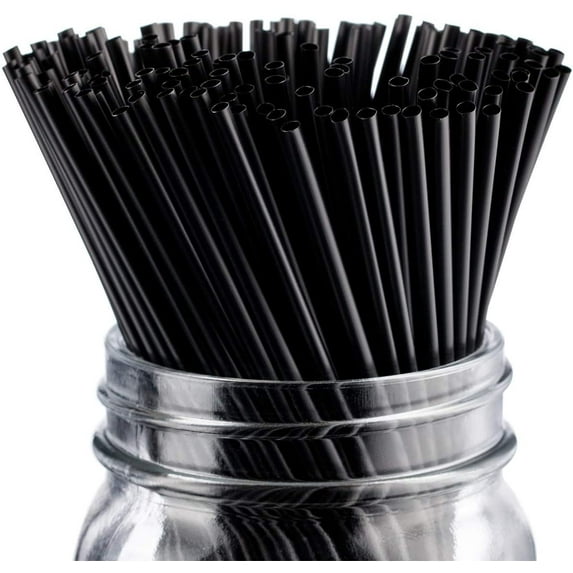 NOGIS 500 Count 5" Black Compostable Plasticless PLA Disposable Stirrer Cocktail Straw For Cold Drinks, BPA Free