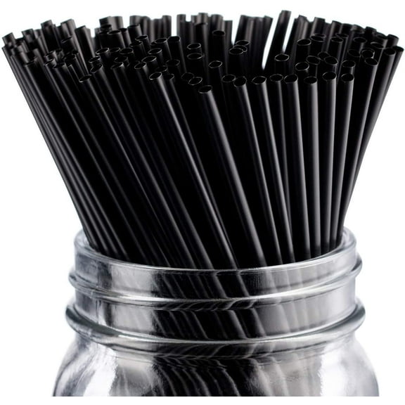 NOGIS 500 Count 5" Black Compostable Plasticless PLA Disposable Stirrer Cocktail Straw For Cold Drinks, BPA Free