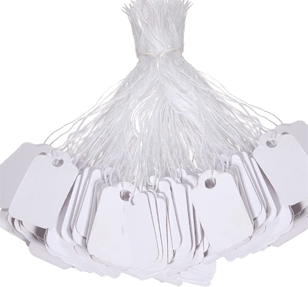 NOGIS 500Pcs White Price Tags with String Attached,Paper Blank Labeling