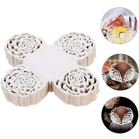 NOGIS 50Pcs Paper Truffle Wrappers Truffle Wrap Liners, Small Flared Paper Baking Cups Cupcakes Muffin Case Trays for Baby Shower Wedding Birthday (Silver)