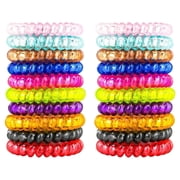 NOGIS 50Pcs Rotate Hair Ties No Crease Hair Ties No Dammage Bulk Hair Ties Coil Bright Phone Cord Ponytail Holder Coil Scrunchies Plastic Hair Coils For Women Girls Random Color
