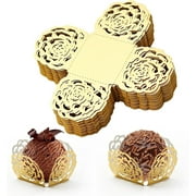 NOGIS 50pcs Truffle Wrappers Liners Cups Chocolate Paper Candy Cups Small Flared Paper Baking Cups Chocolate Packing Paper for Muffins Cupcakes Birthday Wedding Decor (Gold)