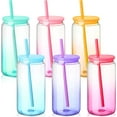 thumbnail image 1 of NOGIS 6 Acrylic Mason Jars with Lids and Straws 16 oz Drinking Plastic Tumbler with Straw Iced Coffee Cups Water Bottles Mugs for Wedding Party Favor Water Milk Beer Juice Beverage (Gradient), 1 of 7
