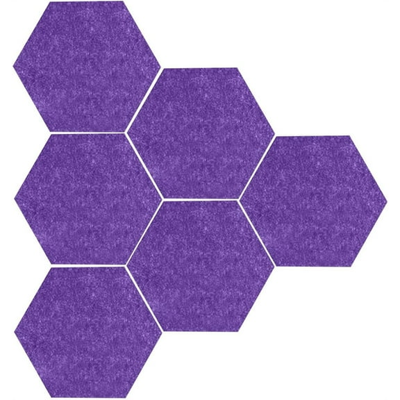 NOGIS 6 PCS 7.8x6.7 Inch Hexagon Felt Board Tiles Bulletin Board Memo Board with Push Pins, Decoration for Home Office Classroom Wall (Purple)