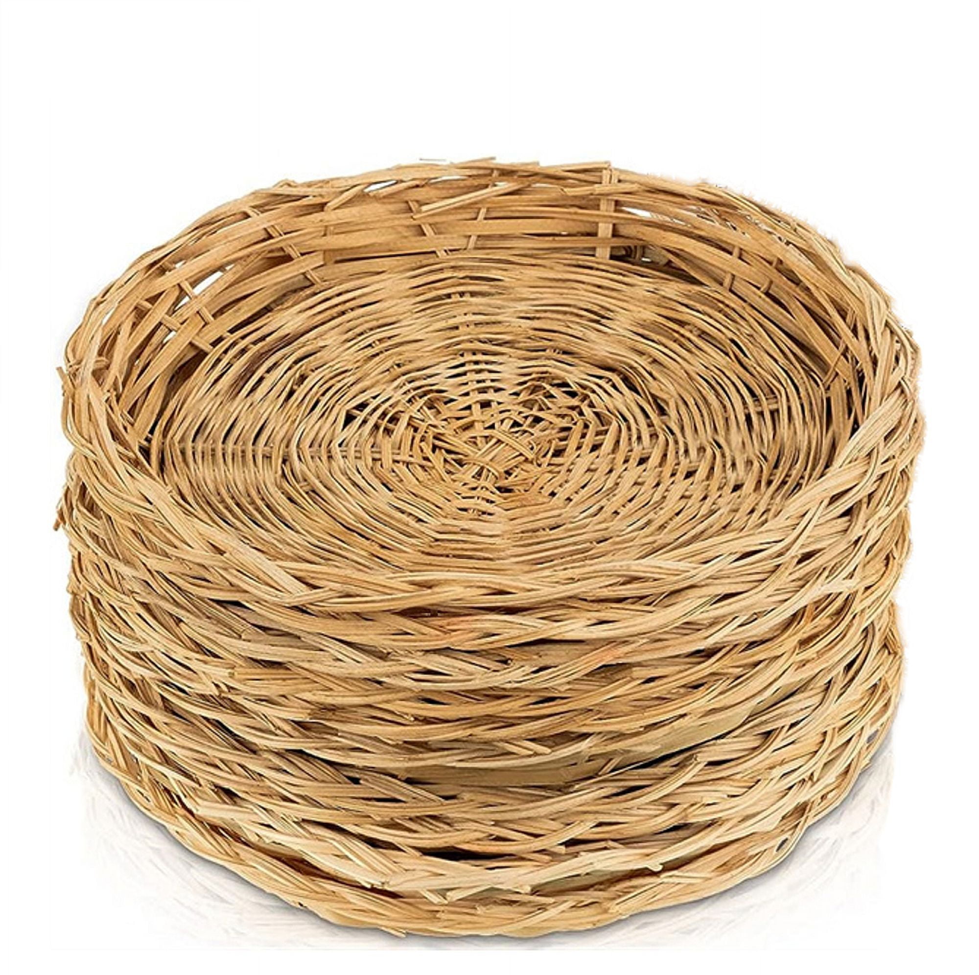 NOGIS 6 PCS 9.8 inch Bamboo Paper Plate Holder, Hand Weave wicker plate holders for Parties