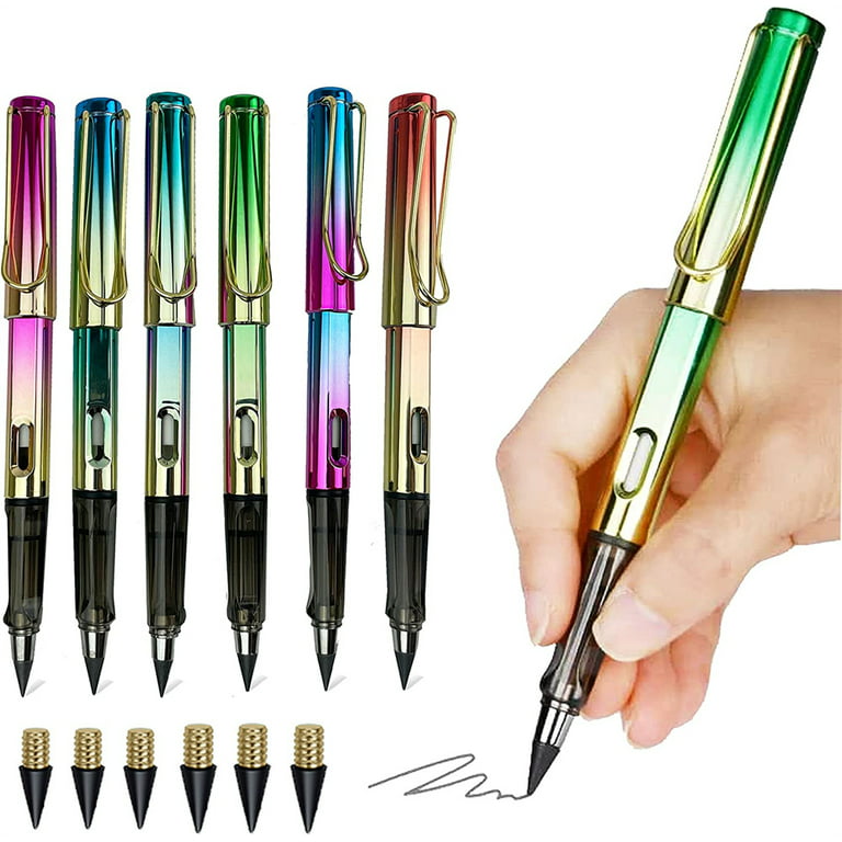 NOGIS 6 PCS Inkless Pen 6 PCS Replaceable Nibs, Inkless Pen, Pencil with  Eraser Can Replace Up To 100 Pencils Everlasting Pencil With Eraser,  Inkless