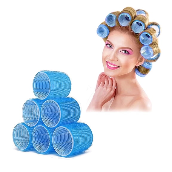 NOGIS 6 PCS Large Size Hair Roller-Self Grip Hair Curler Large Sized Hairdressing Tools, Salon Curly Style for Short Hair, Pack of 6 Large 2.3 Inch (Random Color)