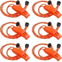 NOGIS 6 Pack Camping Signal Whistles Plastic Loud 120Db for Kayak Life Vest Boating Fishing Hiking Survival Rescue Lifeguard with Lanyard (Orange)