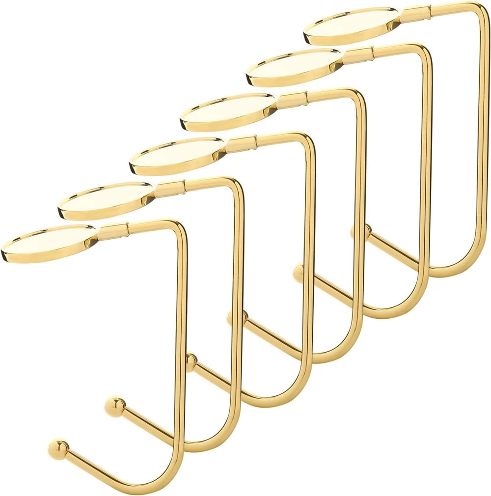 Gold Zinc Alloy Christmas Stocking Holders Set of 6