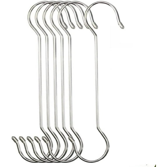 NOGIS 6 Pack Extra Large S Hooks for Hanging Plants, 16 Inch Long Metal Heavy Duty S Hooks Silvery, Rust Resistant Extra Large Tree Branch Hook for Hanging Bird Feeders