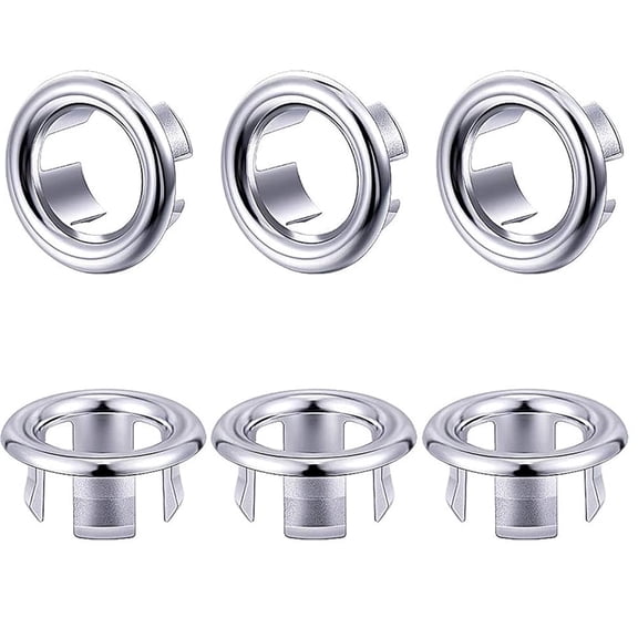 NOGIS 6 Pack Sink Overflow Ring Bathroom Sink Overflow Trim Ring Round Hole Cover for Bathroom Kitchen Sink Basin Trim Overflow Cover（Circular Hole）