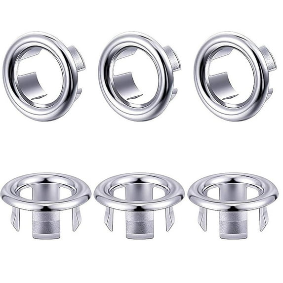 NOGIS 6 Pack Sink Overflow Ring Bathroom Sink Overflow Trim Ring Round Hole Cover for Bathroom Kitchen Sink Basin Trim Overflow Cover(Circular Hole)