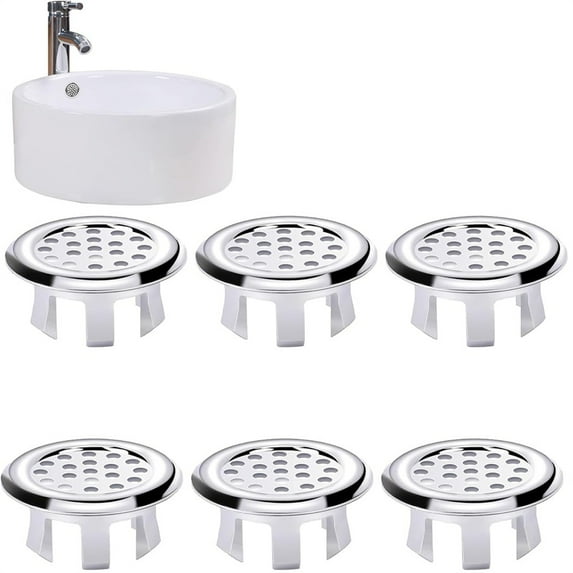 NOGIS 6 Pack Sink Overflow Ring Bathroom Sink Overflow Trim Ring Stainless Steel Mesh Round Hole Cover for Bathroom Kitchen Sink Basin Trim Overflow Cover(Mesh Hole)