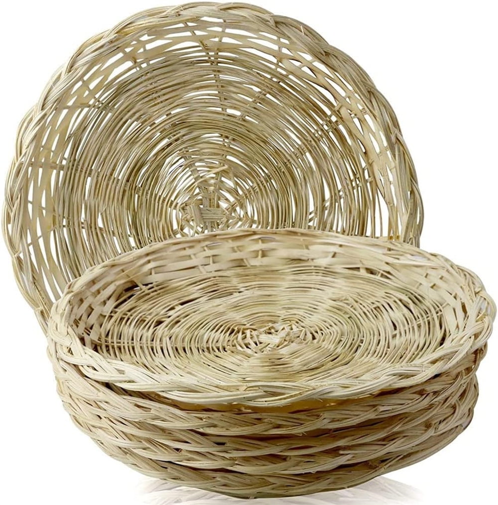 NOGIS 6 Pcs 10 Inch Bamboo Wicker Plate Holders, Brown Wicker Paper