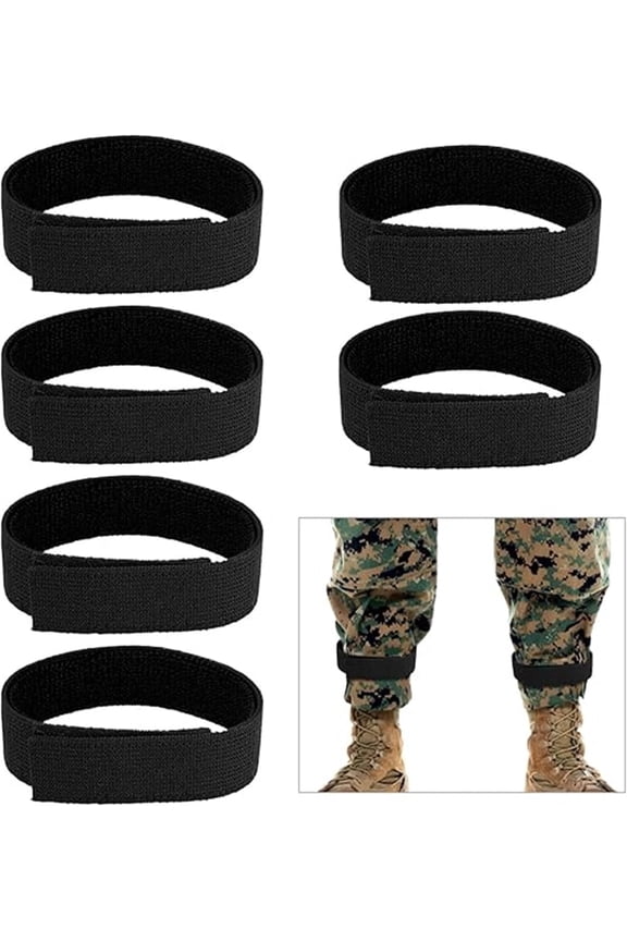 6 Pcs Ankle Strap, Black Cowboy Boot Straps, Blousers Military Ankle Strap, Elastic Military Blousing Straps with Hook and Loop, Adjustable Tuck Tight Strips for Hunting Hiking