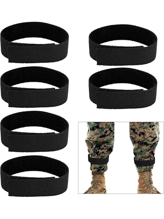 NOGIS 6 Pcs Ankle Strap, Black Cowboy Boot Straps, Blousers Military Ankle Strap, Elastic Military Blousing Straps with Hook and Loop, Adjustable Tuck Tight Strips for Hunting Hiking