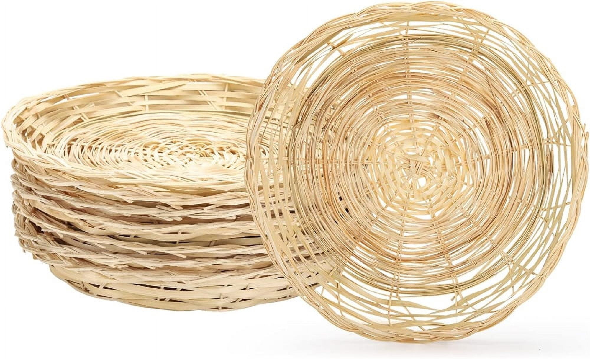 NOGIS 6 Pcs Bamboo Paper Plate Holder 10 Inch Round Woven Plate