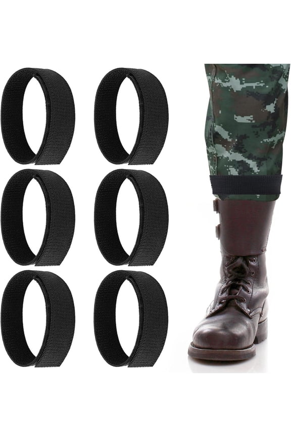 6 Pcs Boot Straps for Cowboy Boots, 25mm Boot Straps & Boot Blousers Military Ankle Strap, Elastic Military Boot Bands for Bloating Straps & Adjustable Tight Ankle Boot Straps