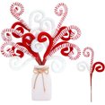 thumbnail image 1 of NOGIS 6 Pcs Christmas Tree Decoration Candy Cane Woolen Bells Candy Shape Christmas Tree Picks Lollipop Candy Curly Pick Ornaments Xmas Tree Topper for Vase Filler Home Office Decor (Red), 1 of 7