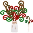 thumbnail image 1 of NOGIS 6 Pcs Christmas Tree Decoration Candy Cane Woolen Bells Candy Shape Christmas Tree Picks Lollipop Candy Curly Pick Ornaments Xmas Tree Topper for Vase Filler Home Office Decor (Green), 1 of 7