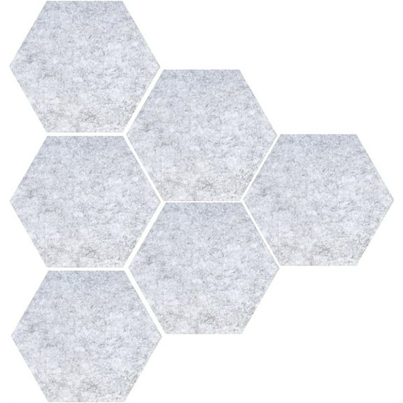 NOGIS 6 Pcs Hexagon Felt Cork Board Tiles Hexagon Bulletin Board 7.8" x 6.7" inch-Self Adhesive Cork Boards for Walls Tile Display Board for Office Home Classroom Dormitory (Silver Gray)