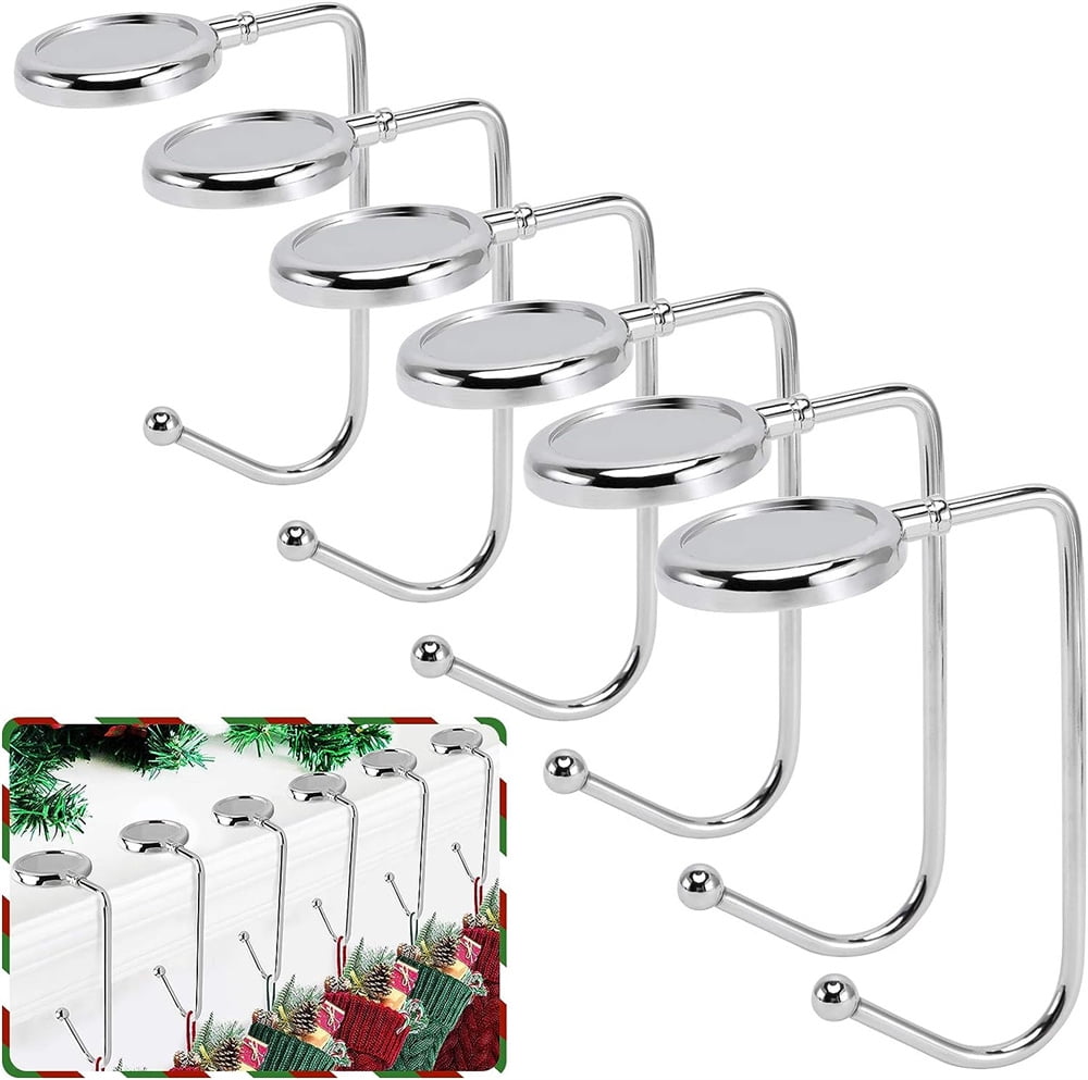 Silver Zinc Alloy Rotatable Christmas Stocking Holders, 6 Pack