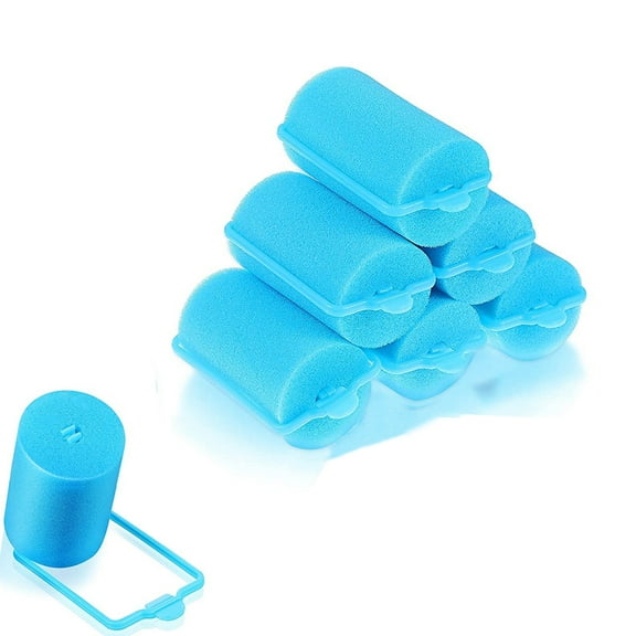 NOGIS 6 Pieces Sponge Hair Rollers Large Soft Foam Hair Styling Curlers 36 mm Large Size Hairdressing Curlers for Women and Kids (Blue,1.4 x 2.76 Inches)