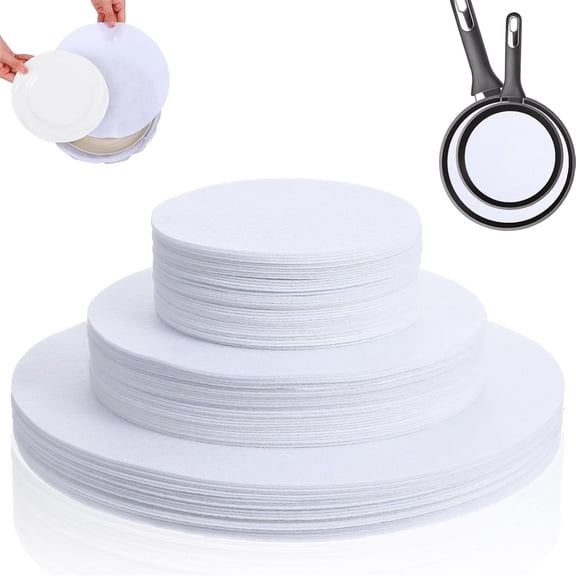 NOGIS 60 Pcs Plate Separators Storage - 3 Different Size, Thick and Premium Soft Felt Plate Dividers For China, Dish, Coffee Saucers Protecting and Stacking (White,5/7.5/10.5 Inch)